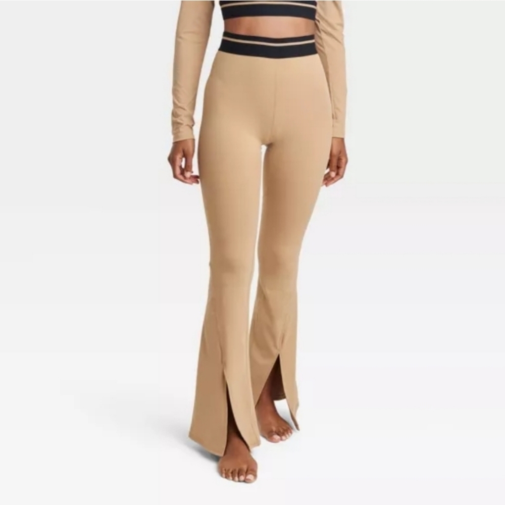 NWT JoyLab High-Rise Split Flare Leggings Tan Neutral Size Xl